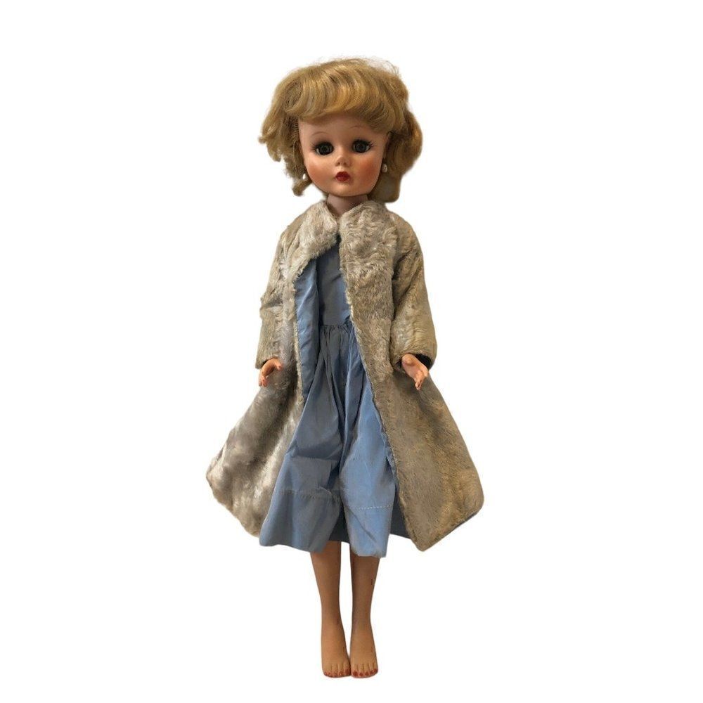 Vintage Fashion Doll in Fur Coat 24"
